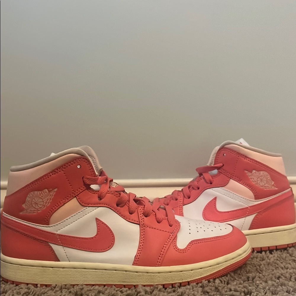 Pink and white Jordans